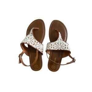 Cherokee Girls White Crochet Lace Thong Sandals. Size 3